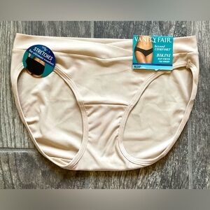 New Vanity Fair Beyond Comfort Bikini Panties Size 5/S or 7/L Damask Beige